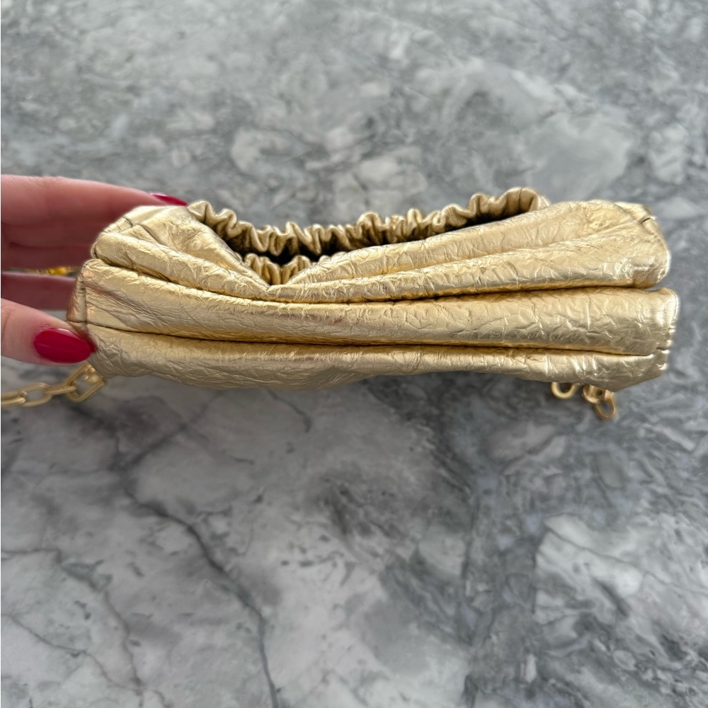 Zadig & Voltaire Gold Textured Clutch with Chain - Picture 8 of 8